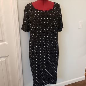 JACQUES VERT Sz 18 Dress Scalloped Neckline 3/4 Sleeves.